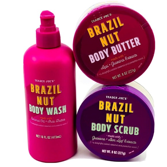 3pc Set Trader Joe's Brazil Nut Body Butter Scrub & Wash Rare & Limited - Picture 4 of 12